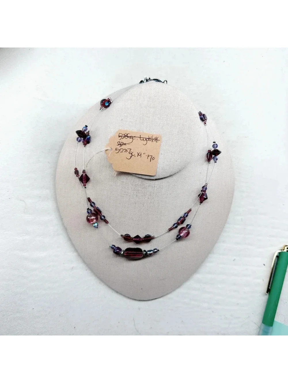 5087gc. Purple and Bronze Glass Necklace